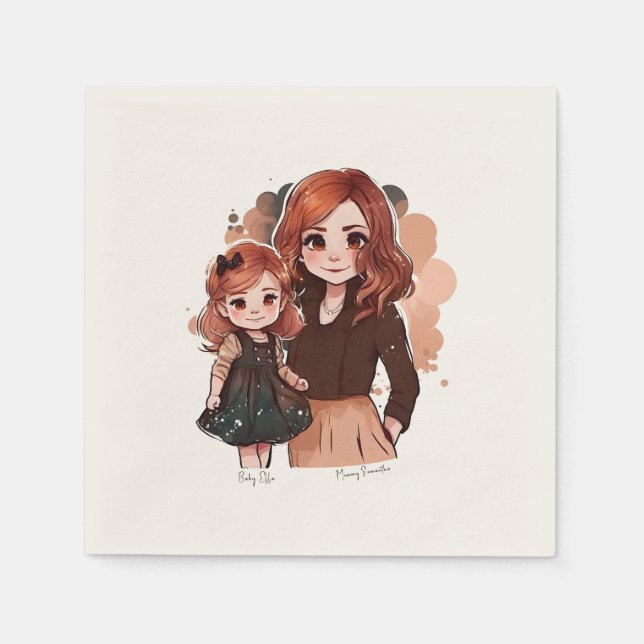 Serviette En Papier Bond adorable maman et fille (2) (Devant)