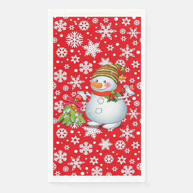 Serviette En Papier Bonhomme de Neige  (Devant)