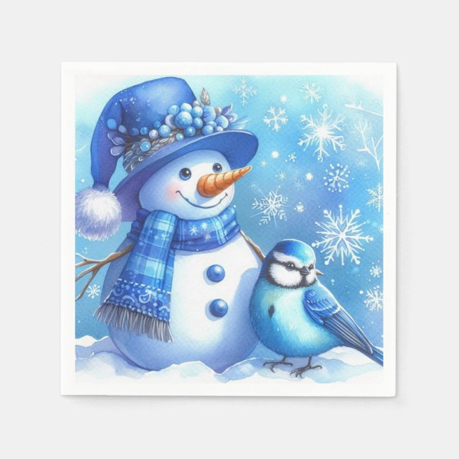 Serviette en papier bonhomme de neige (Devant)