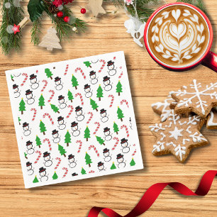 Serviette En Papier Bonhomme de neige Canne en sucre Sapin Joie Noël