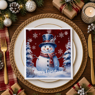Serviette En Papier Bonhomme de neige de la forêt hivernale Noël Rou