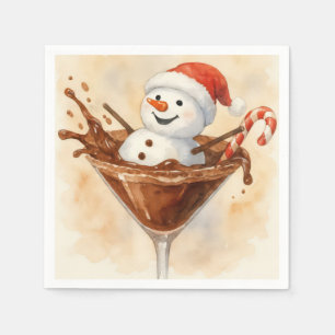 Serviette En Papier Bonhomme de neige de Noël dans un Martini au choco