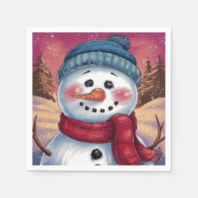 Serviette en papier Bonhomme de neige Frosty (Devant)