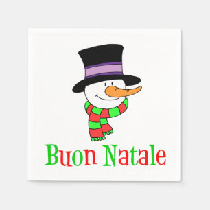 Serviette En Papier Bonhomme de neige italien de Joyeux Noël de Buon