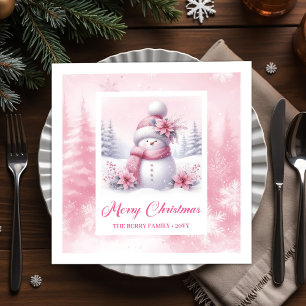 Serviette En Papier Bonhomme de neige rose moderne pour enfants en for