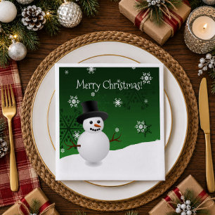 Serviette En Papier Bonhomme de neige vert scène hivernale Noël servie