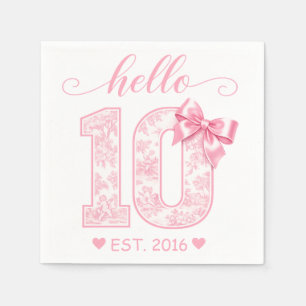 Serviette En Papier Bonjour 10 Anniversaire Rose Bonjour 10 Année pe