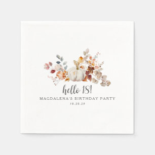 Serviette En Papier Bonjour 18 Automne Citrouille Feuilles personnalis