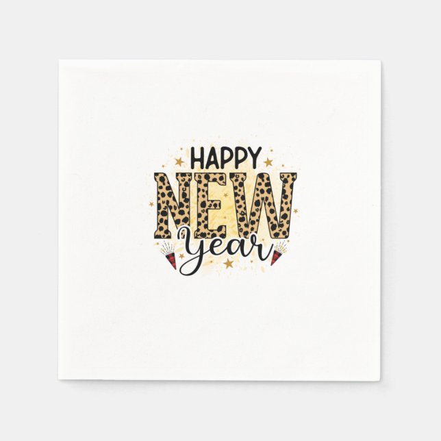 Serviette En Papier Bonjour 2022 Bonne Année Léopard (Devant)