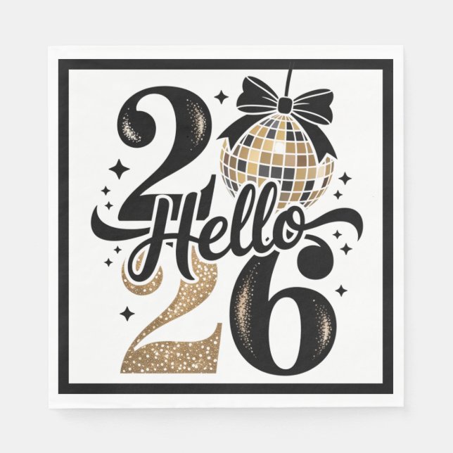 Serviette En Papier Bonjour 2026 Nouvel An (Devant)