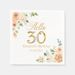 Serviette En Papier Bonjour 30 Diamants & Or Anniversaire