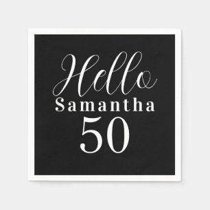 Serviette En Papier Bonjour 50 ans Fête 50 ans Noir et Blanc