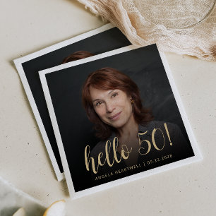 Serviette En Papier Bonjour 50 Cinquantième Anniversaire Photo