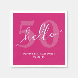 Serviette En Papier Bonjour 50   Gras Hot Rose 50e anniversaire person