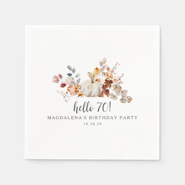 Serviette En Papier Bonjour 70 Automne Citrouille Feuilles personnalis (Devant)