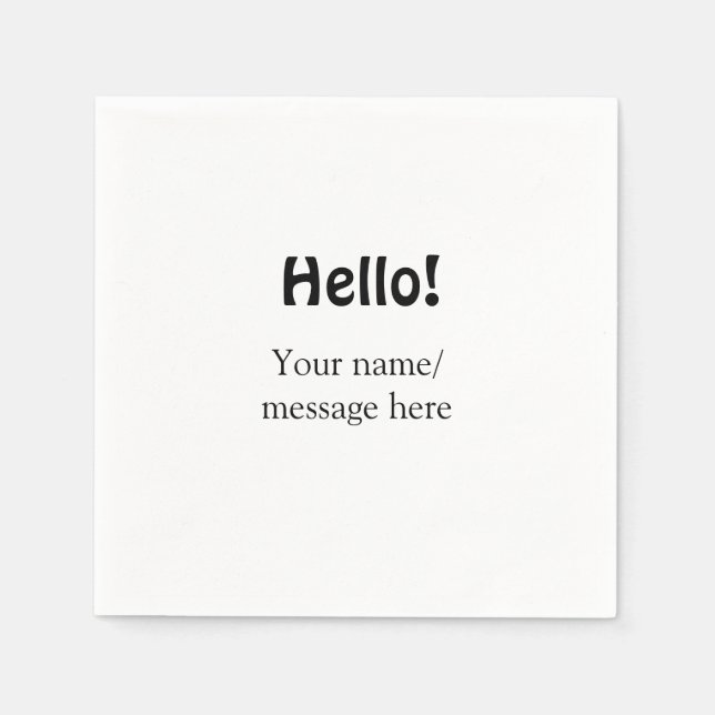 Serviette En Papier Bonjour ajouter un message de nom simple minimum é (Devant)