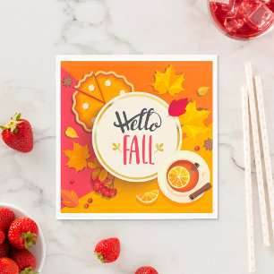 Serviette En Papier Bonjour automne Feuilles d'automne et Citrouille t