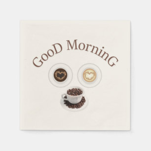 Serviette En Papier Bonjour avec du café
