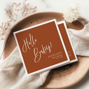 Serviette En Papier Bonjour Baby Earthy Terracotta Baby shower bohème