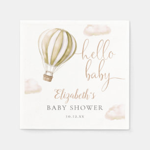 Serviette En Papier Bonjour Baby Hot Air Balloon Baby shower neutre