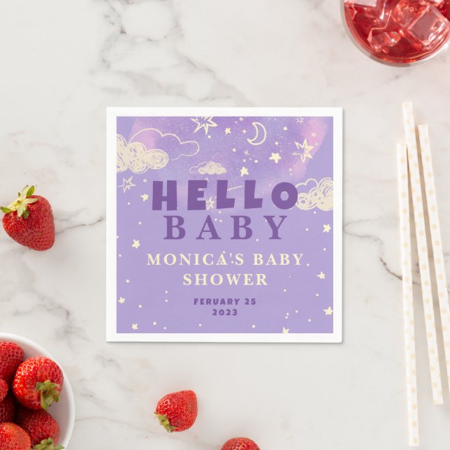 Serviette En Papier Bonjour Baby Purple Dream Baby shower (En situation)