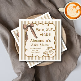 Serviette En Papier Bonjour Bébé Baby Shower sur le thème du café fran