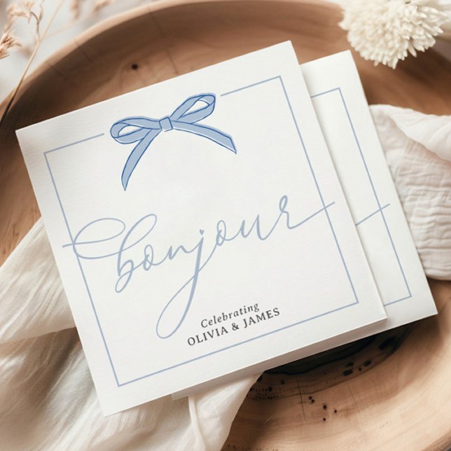 Serviette En Papier Bonjour Bébé Blue Paris Tour Eiffel Baby shower (Créateur téléchargé)
