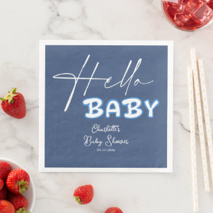 Serviette En Papier Bonjour Bébé Élégante Baby Shower Bleu Foncé