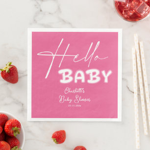 Serviette En Papier Bonjour Bébé Élégante Baby Shower Rose Foncé