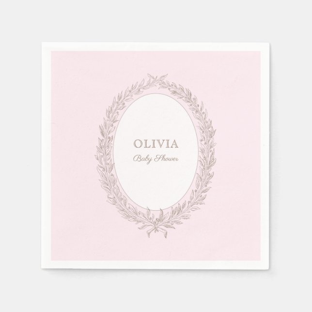 Serviette En Papier Bonjour Bebe French Patisserie Baby shower Rose (Devant)