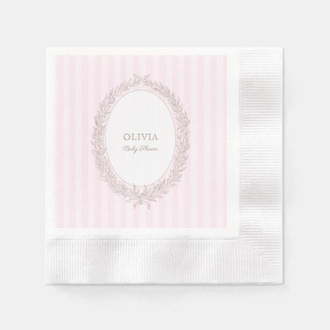 Serviette En Papier Bonjour Bebe French Patisserie Baby shower Rose (Devant)