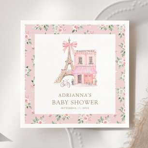 Serviette En Papier Bonjour Bebe French Pink Café Baby shower