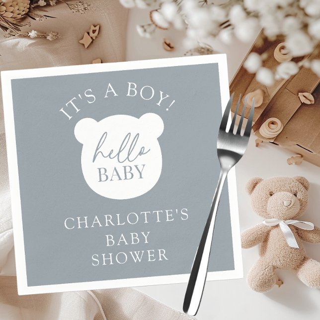 Serviette En Papier Bonjour bébé ours C'est un garçon (Créateur téléchargé)