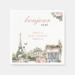 Serviette En Papier Bonjour Bébé Paris Baby shower français