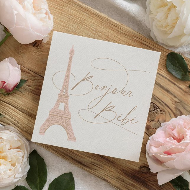 Serviette En Papier Bonjour Bebe Paris Baby shower français (Créateur téléchargé)