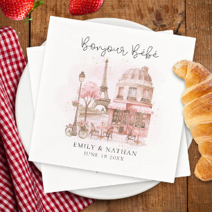 Serviette En Papier Bonjour Bébé Paris Café Baby shower
