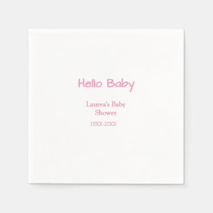 Serviette En Papier bonjour bébé rose pastel tendance nom date baby sh