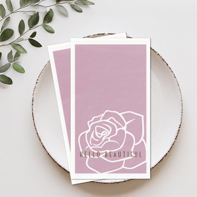 Serviette En Papier Bonjour Belle - Rose rose moderne (Créateur téléchargé)