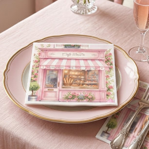 Serviette En Papier Bonjour Café Parisien Bébé Rose Baby Shower
