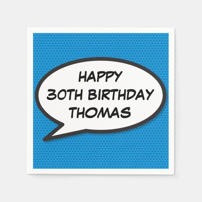 Serviette En Papier BONJOUR D'ANNIVERSAIRE Bubble Fun Retro Comic Book (Devant)