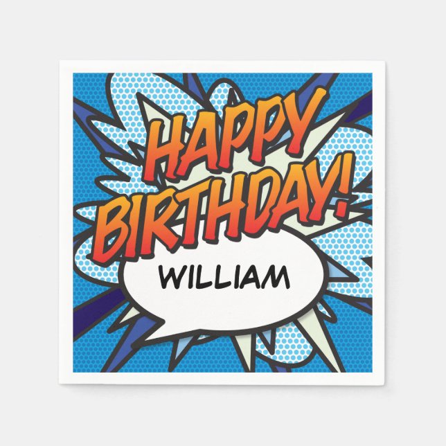 Serviette En Papier BONJOUR D'ANNIVERSAIRE Fun Speech Bubble Personnal (Devant)