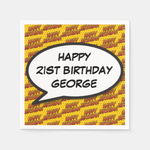 Serviette En Papier BONJOUR D'ANNIVERSAIRE Personnalisé Fun Speech Bub