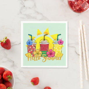 Serviette En Papier Bonjour été Rafraîchir la Smoothie des fruits tr