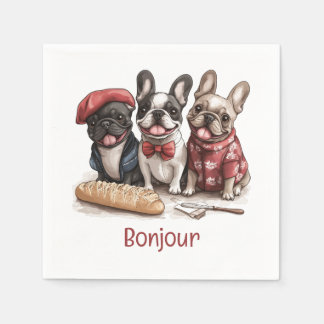 Serviette En Papier Bonjour French Bulldogs