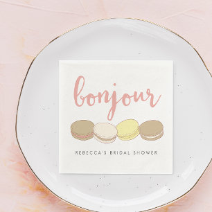 Serviette En Papier Bonjour French Macarons Fête des mariées