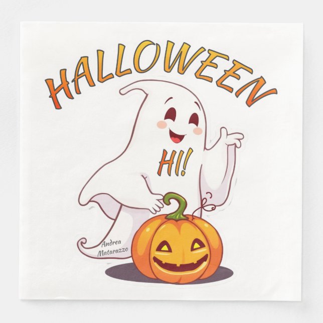 Serviette En Papier Bonjour ! Halloween (Devant)