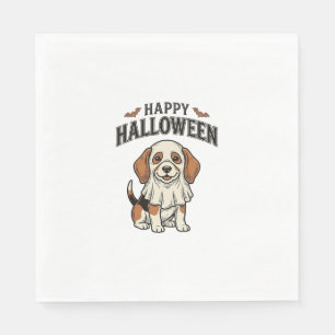 Serviette En Papier Bonjour Halloween Fantôme Chien Vintage Gravure T-