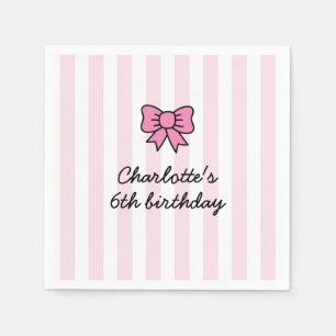 Serviette En Papier Bonjour Mignonne Dessin Animé Rose Ruban Fête d'an