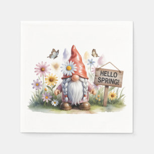 Serviette En Papier Bonjour Nain de Jardin du Printemps: Nain Mignon a