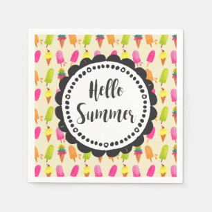 Serviette En Papier Bonjour Popsicles d'été et crème glacée